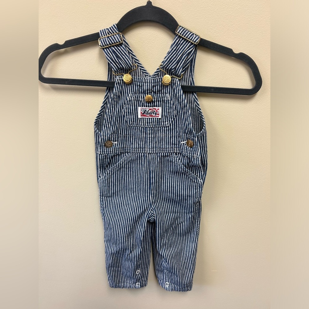 Vintage Liberty Railroad Blue & White Striped Overalls 18 month